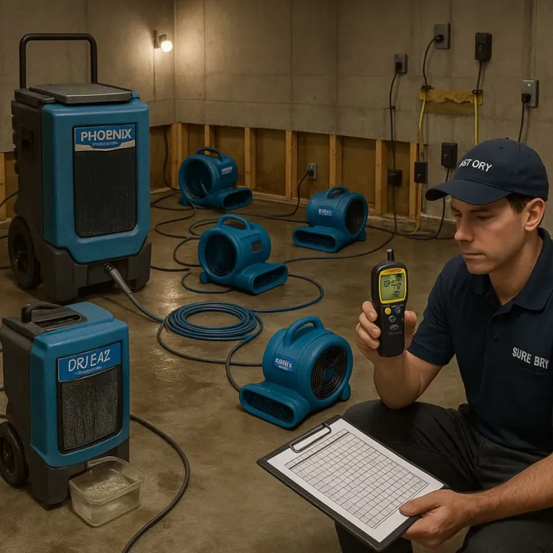 Structural Drying and Dehumidification process in Columbia, MD